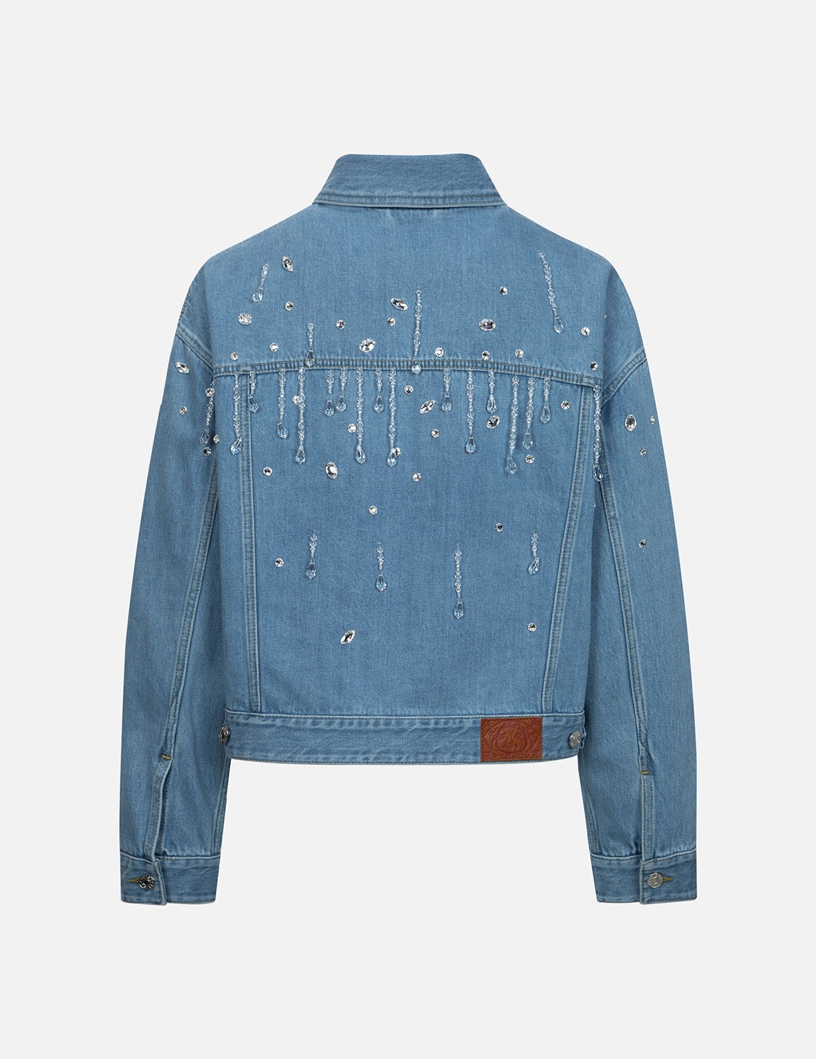 CRYSTAL EMBELLISHED OVERSIZED DENIM JACKET - 2