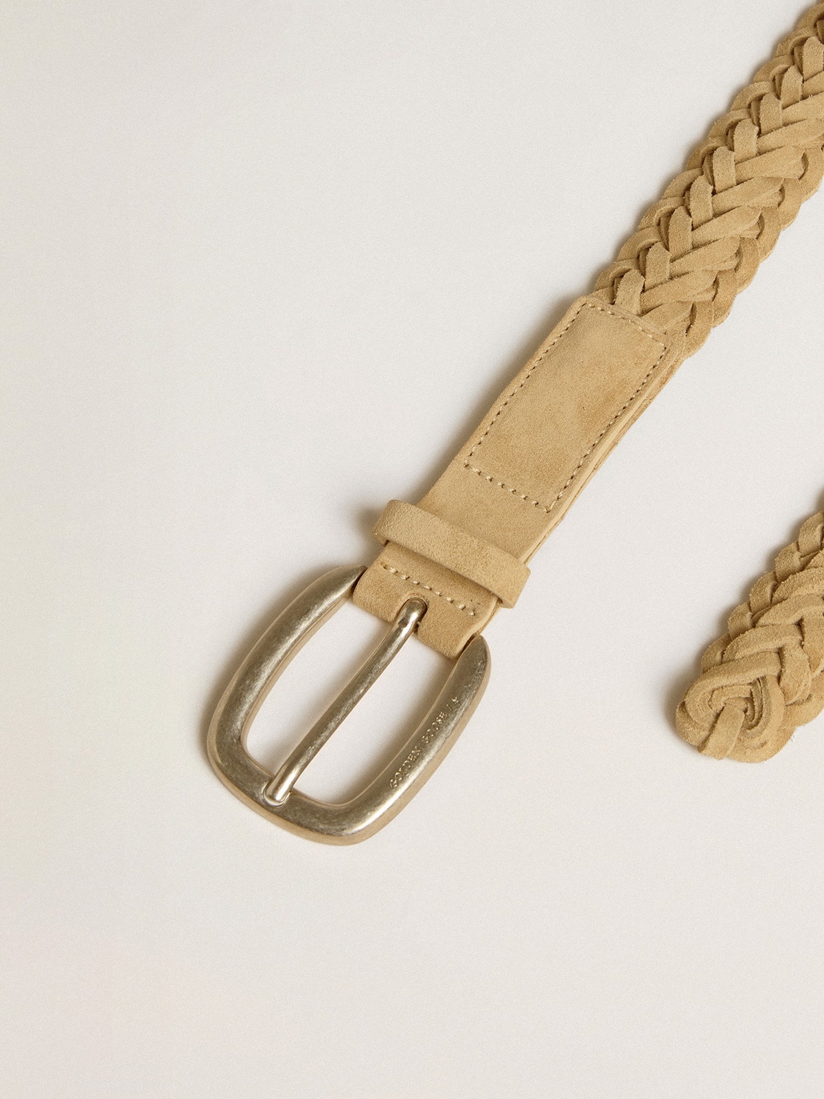 Sand-colored woven leather belt - 2