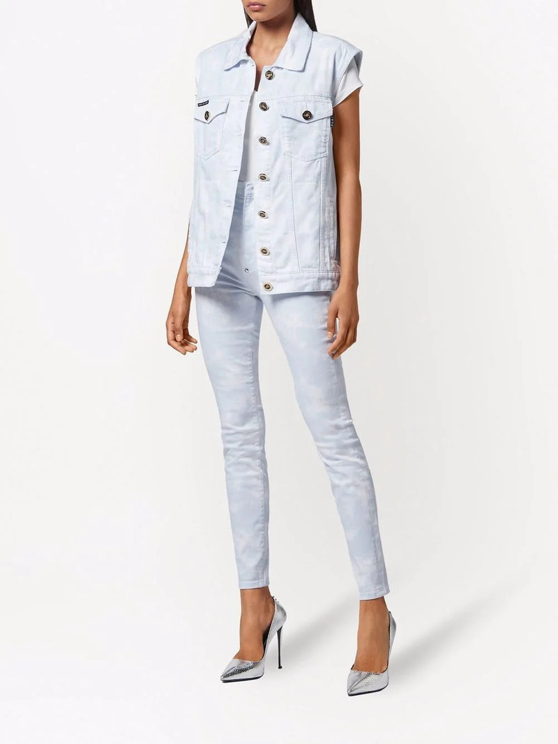 PHILIPP PLEIN bleach-effect denim vest outlook