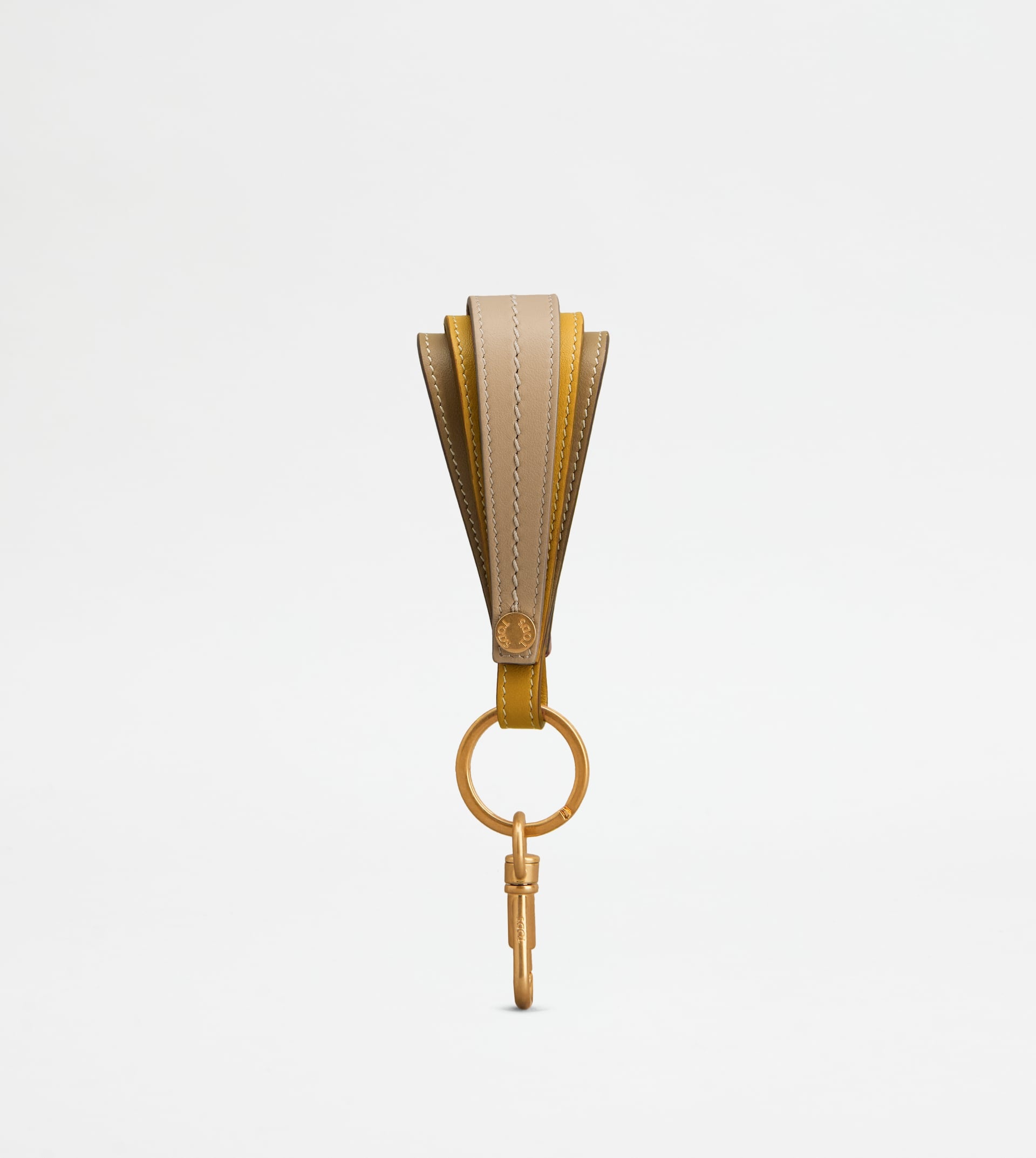 KEY HOLDER IN LEATHER - BEIGE, YELLOW, BROWN - 1