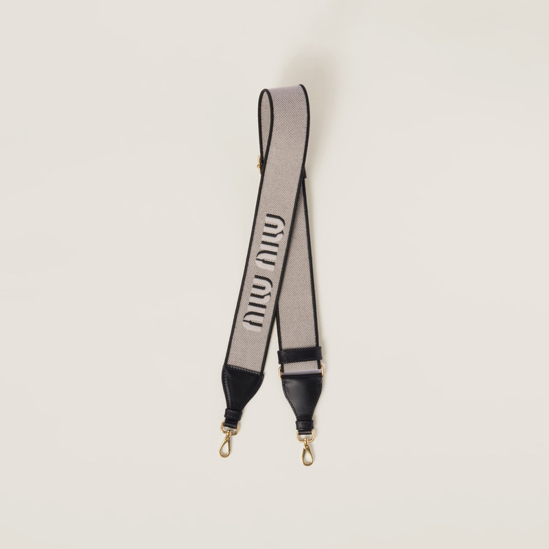 Linen blend and leather shoulder strap 1