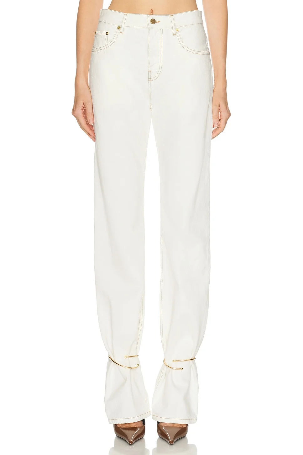 Cuff Adorned Slim Straight Leg - 1