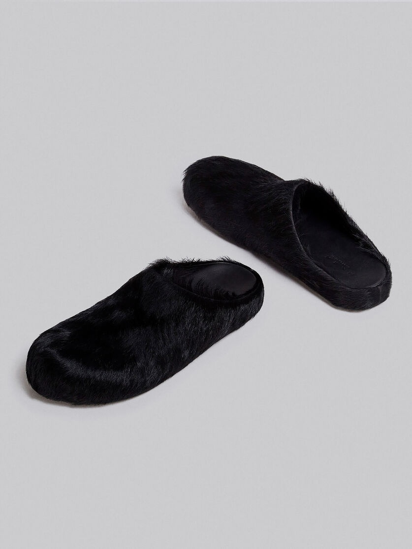 BLACK LONG HAIRCALFSKIN FUSSBETT SABOT - 4