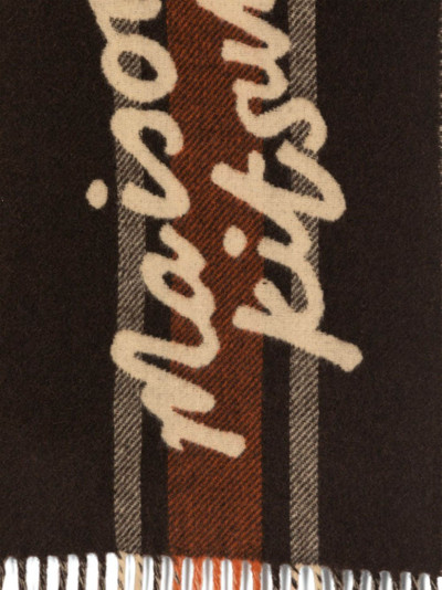Maison Kitsuné logo-intarsia colour-block wool scarf outlook
