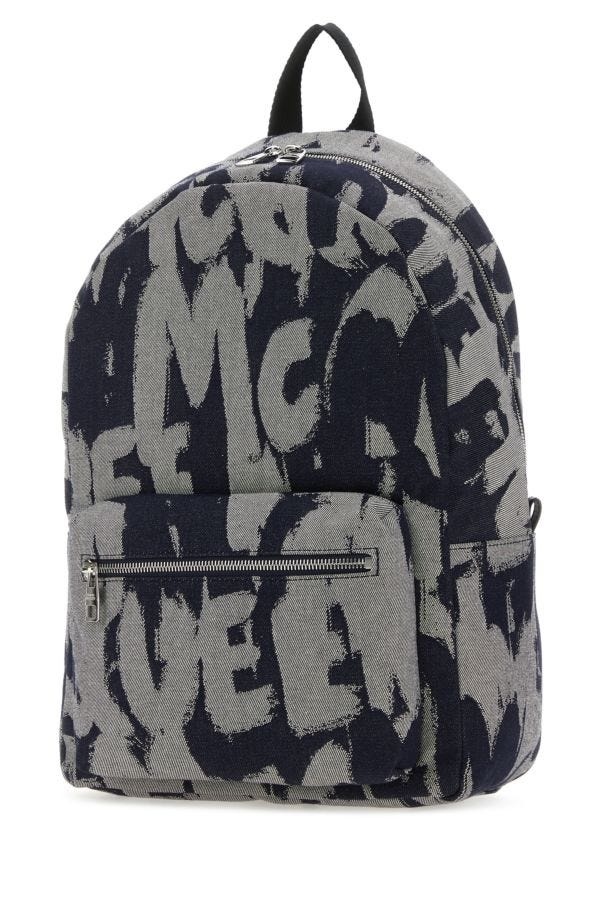 Embroidered fabric McQueen Graffiti backpack - 2