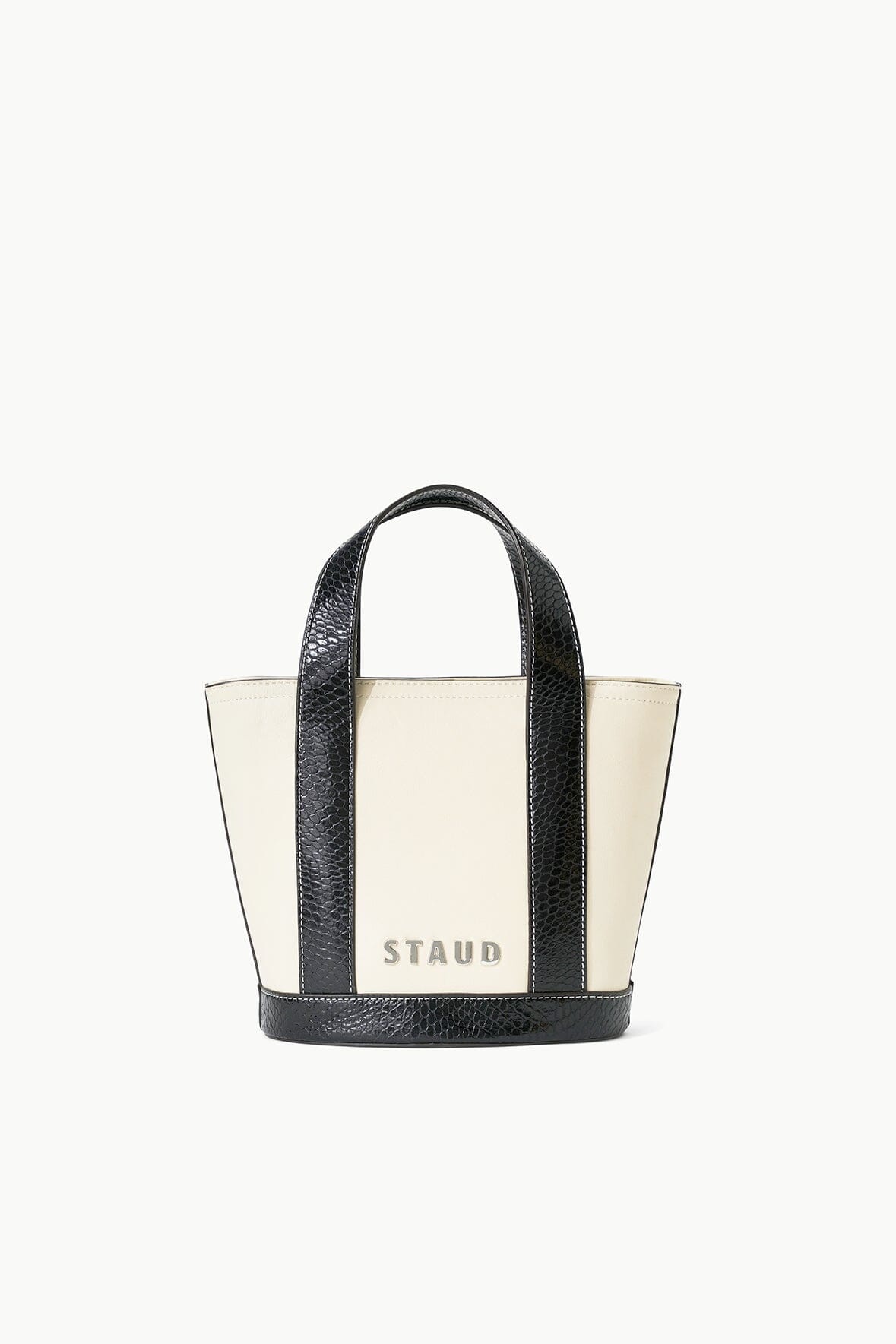 STAUD CUSTOM ALLORA MINI TOTE CREAM BLACK - 3