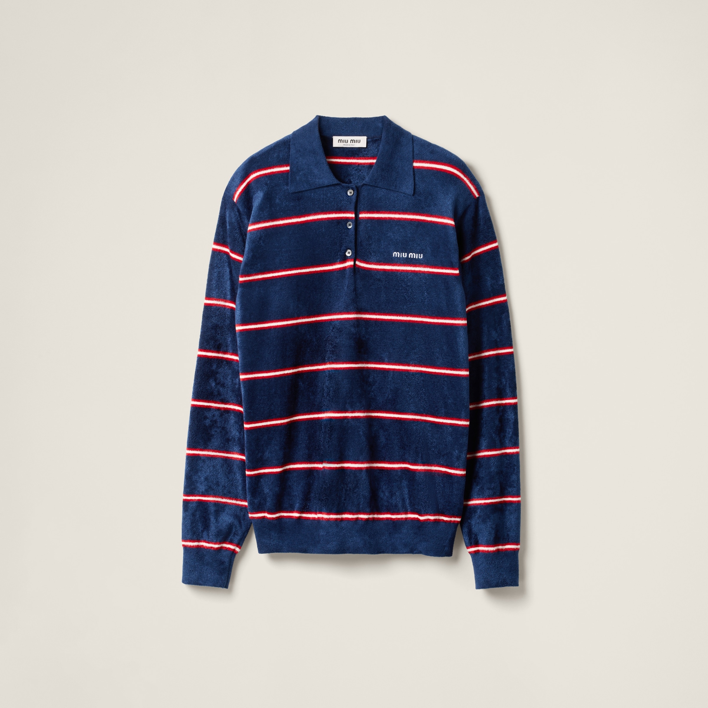 Striped viscose polo shirt - 1