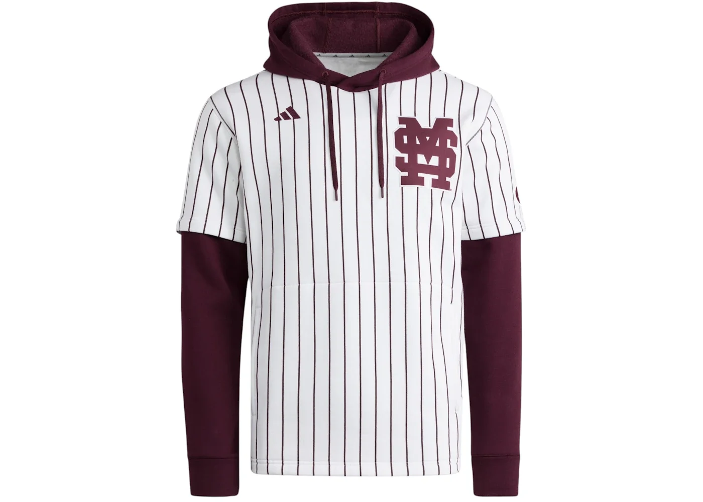 adidas Bulldogs Jersey Hoodie Mississippi State White Team Maroon - 1