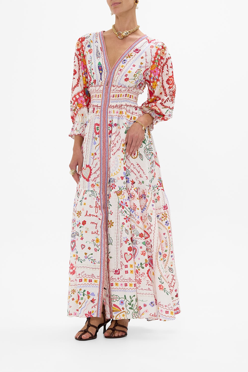 SHIRRED WAISTBAND LONG DRESS - 4