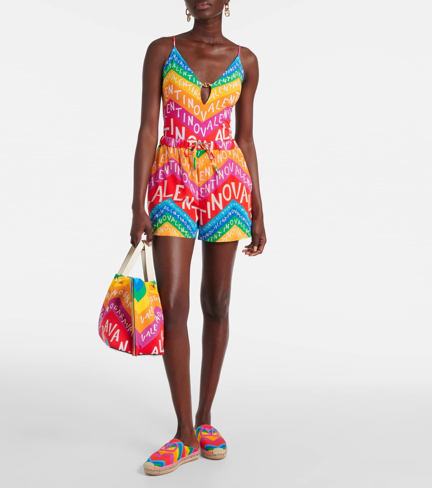 Logo high-rise silk shorts - 2