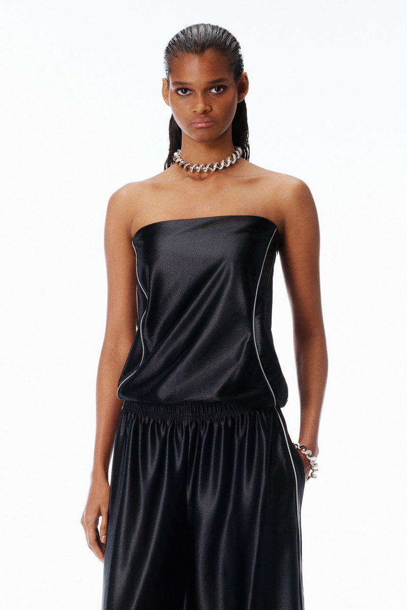 Ribbed Short-Sleeve Dress in Satin Faille 2