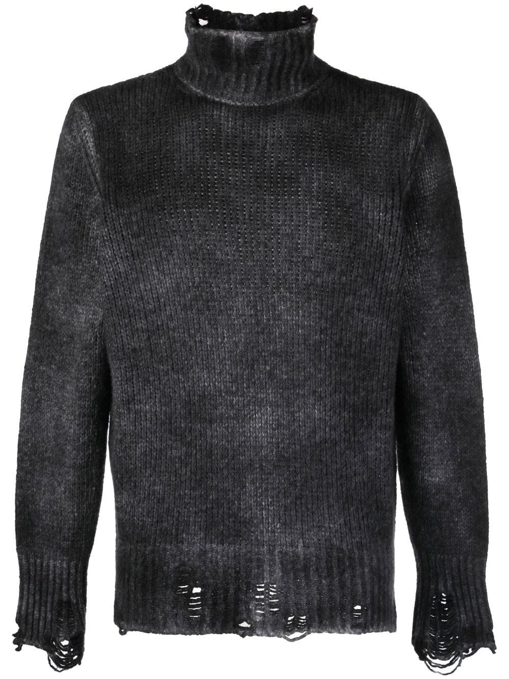 distressed-effect rollneck jumper - 1