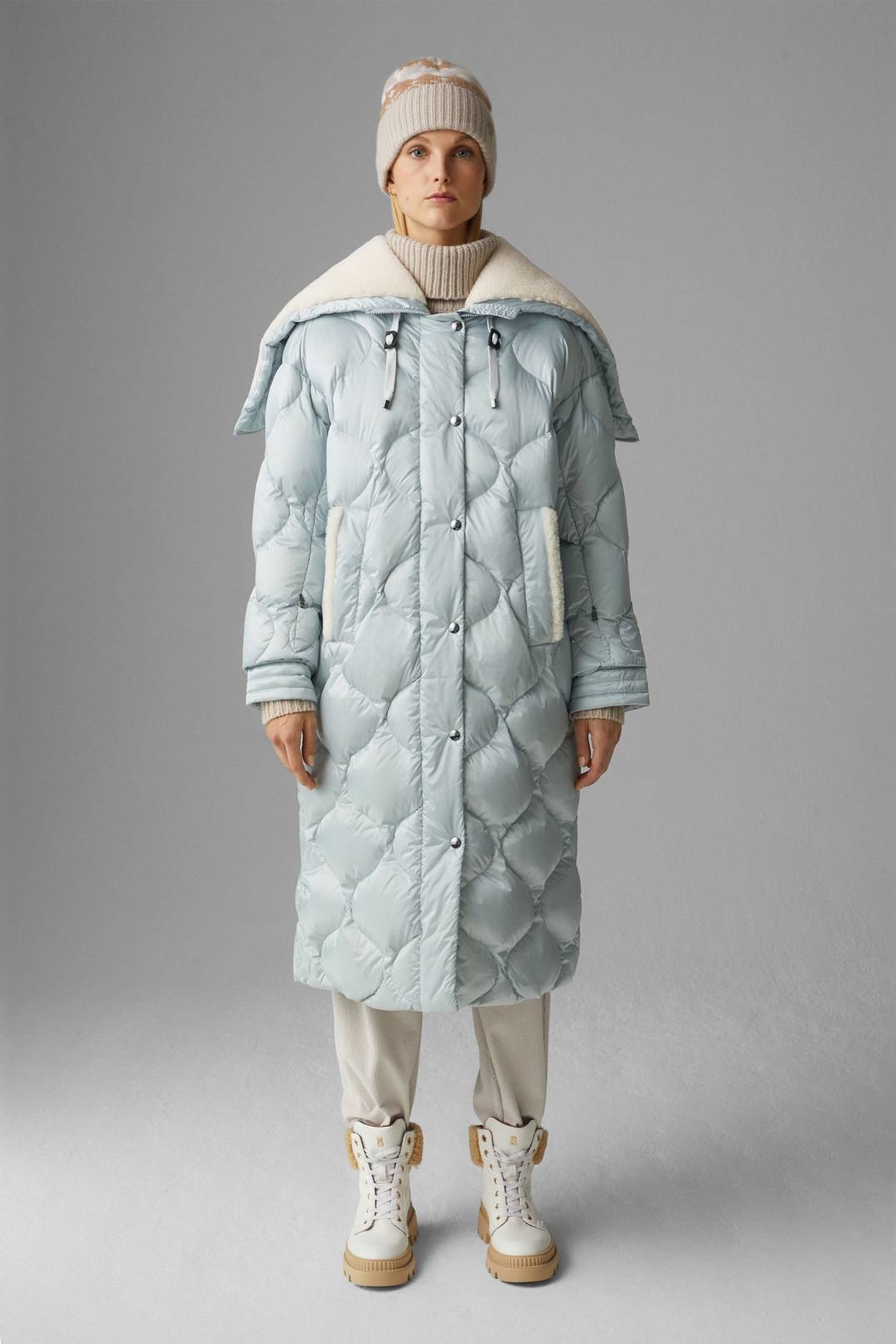 VALLY LAMBSKIN DOWN COAT IN ICE BLUE - 2