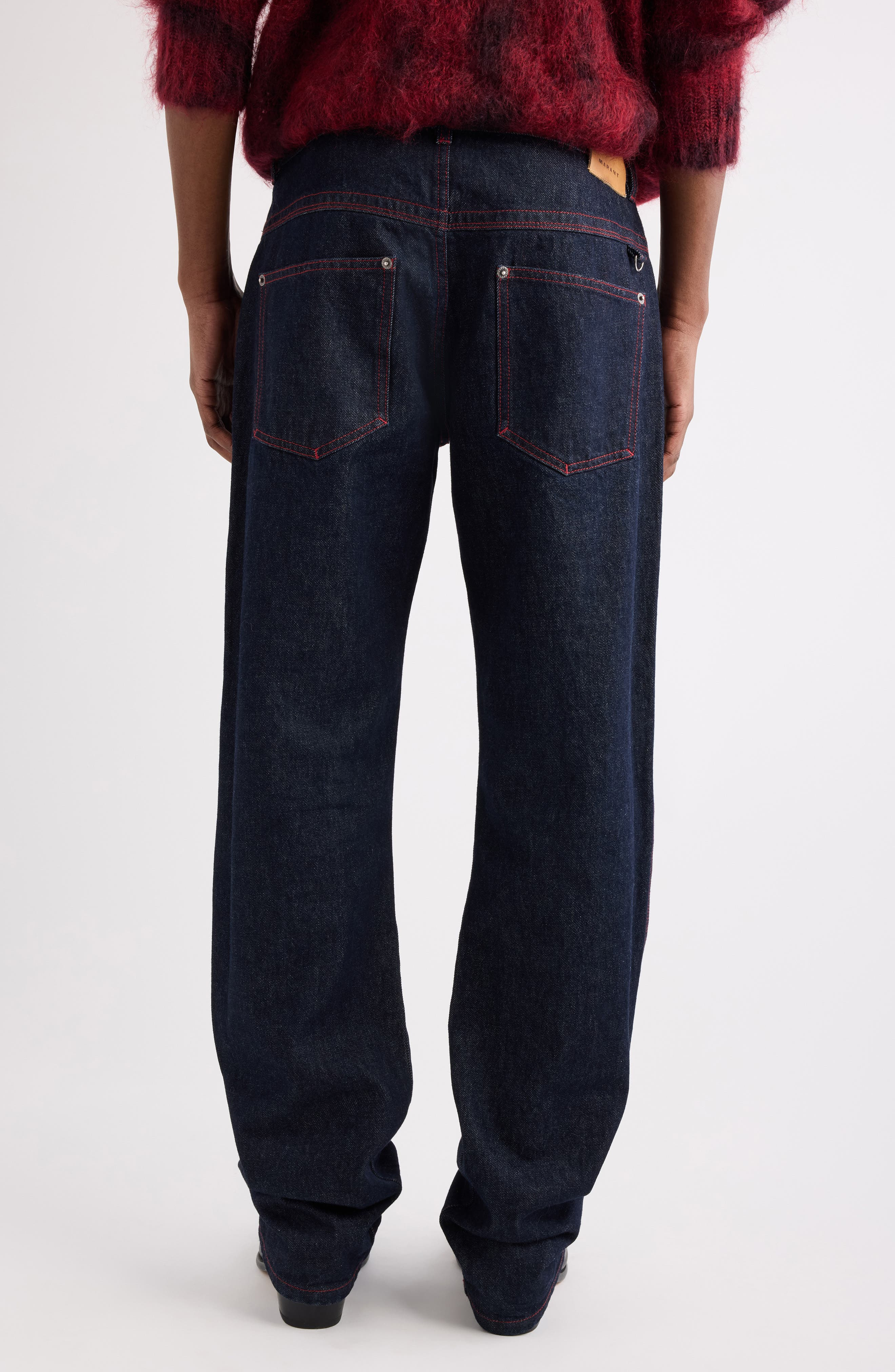 Isabel Marant Jeffrey Relaxed Straight Leg Jeans in Dark Midnight at Nordstrom - 3