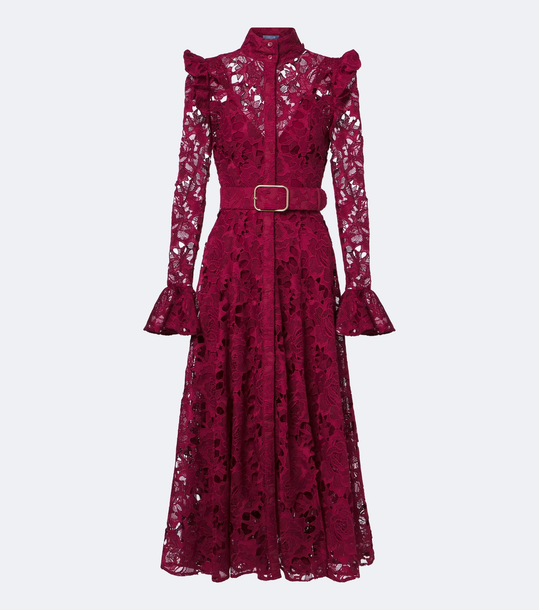 Aliyah belted guipure lace midi dress - 1