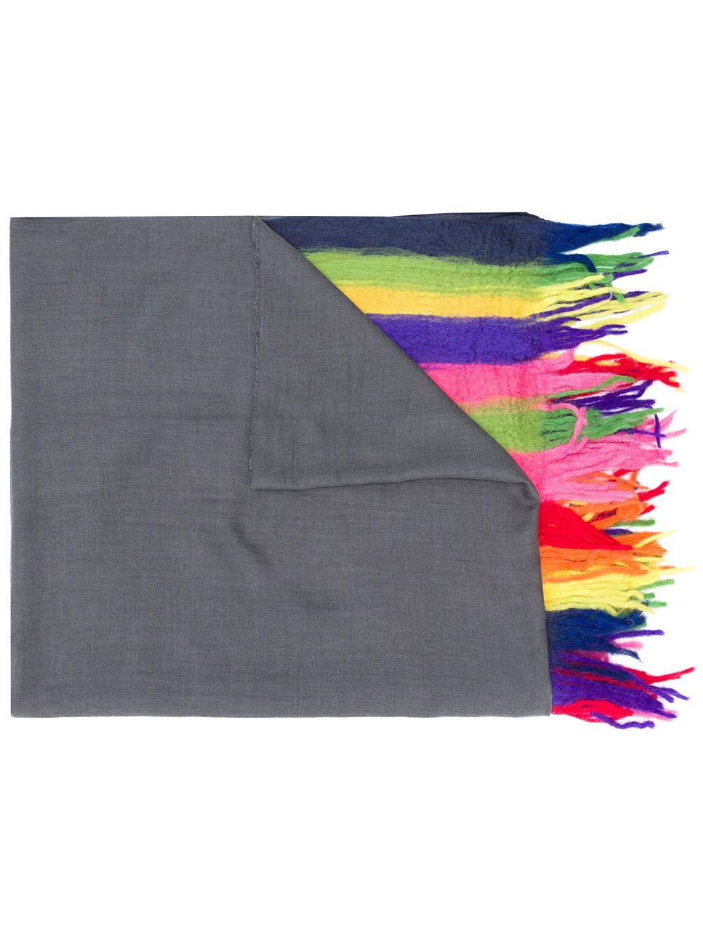 rainbow print frayed edge scarf - 1