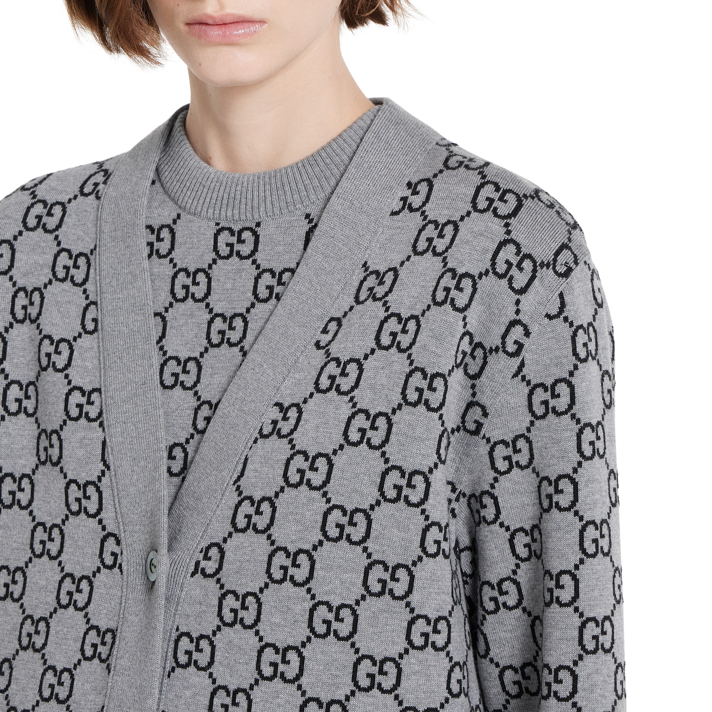 Reversible GG wool jacquard cardigan - 5