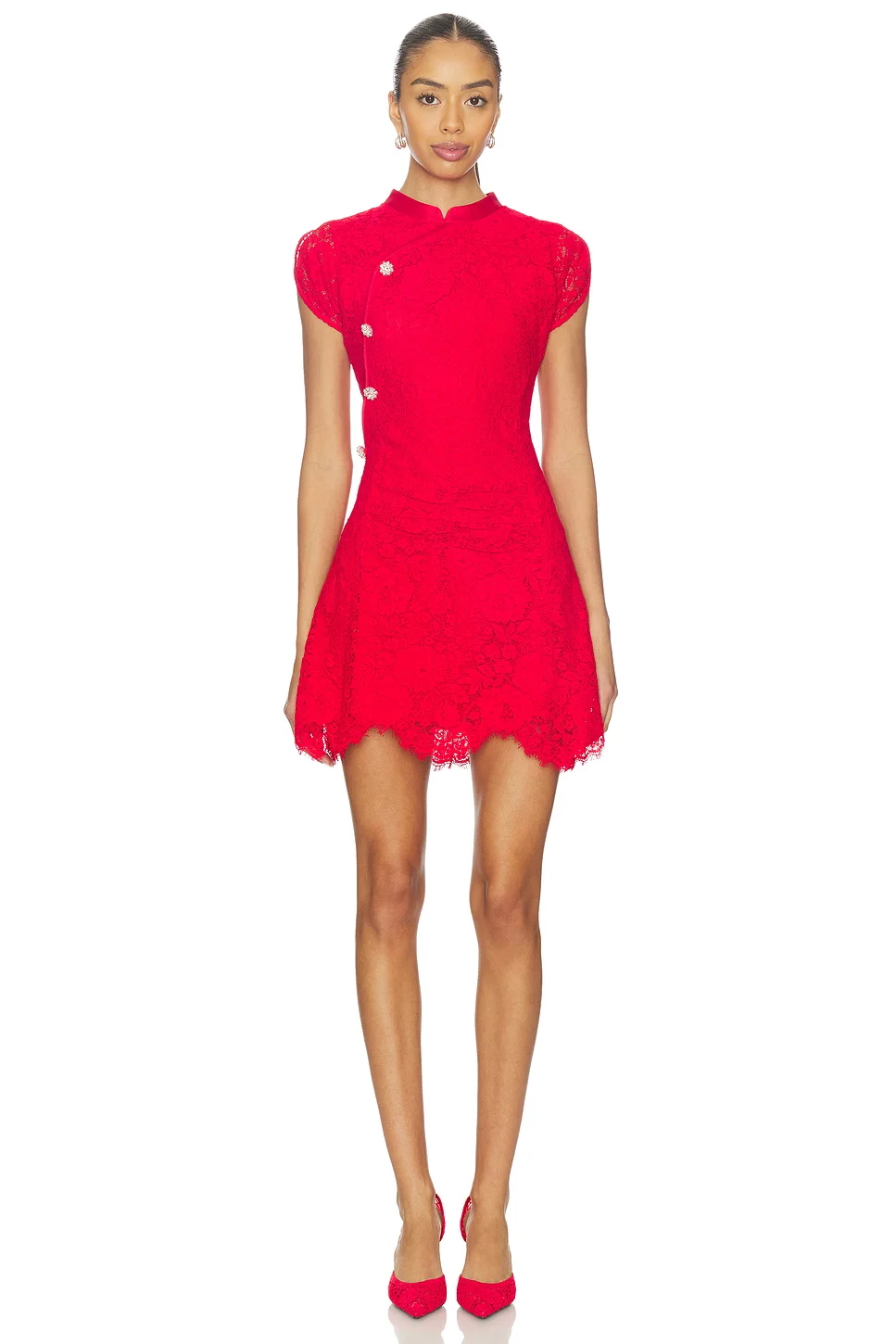 Fine Lace Mini Dress - 1