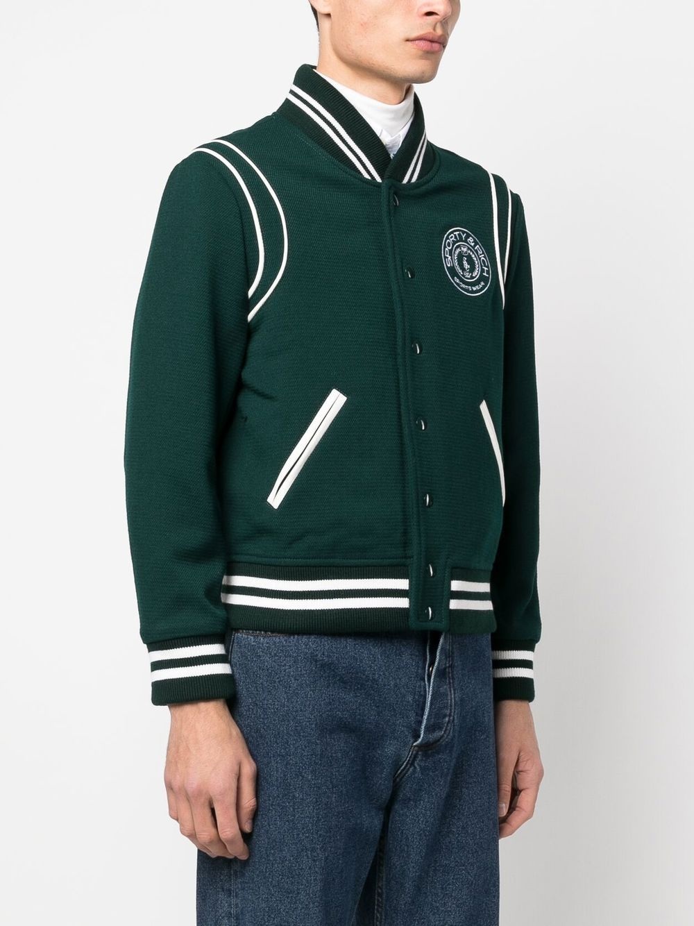 logo embroidered varsity jacket - 3