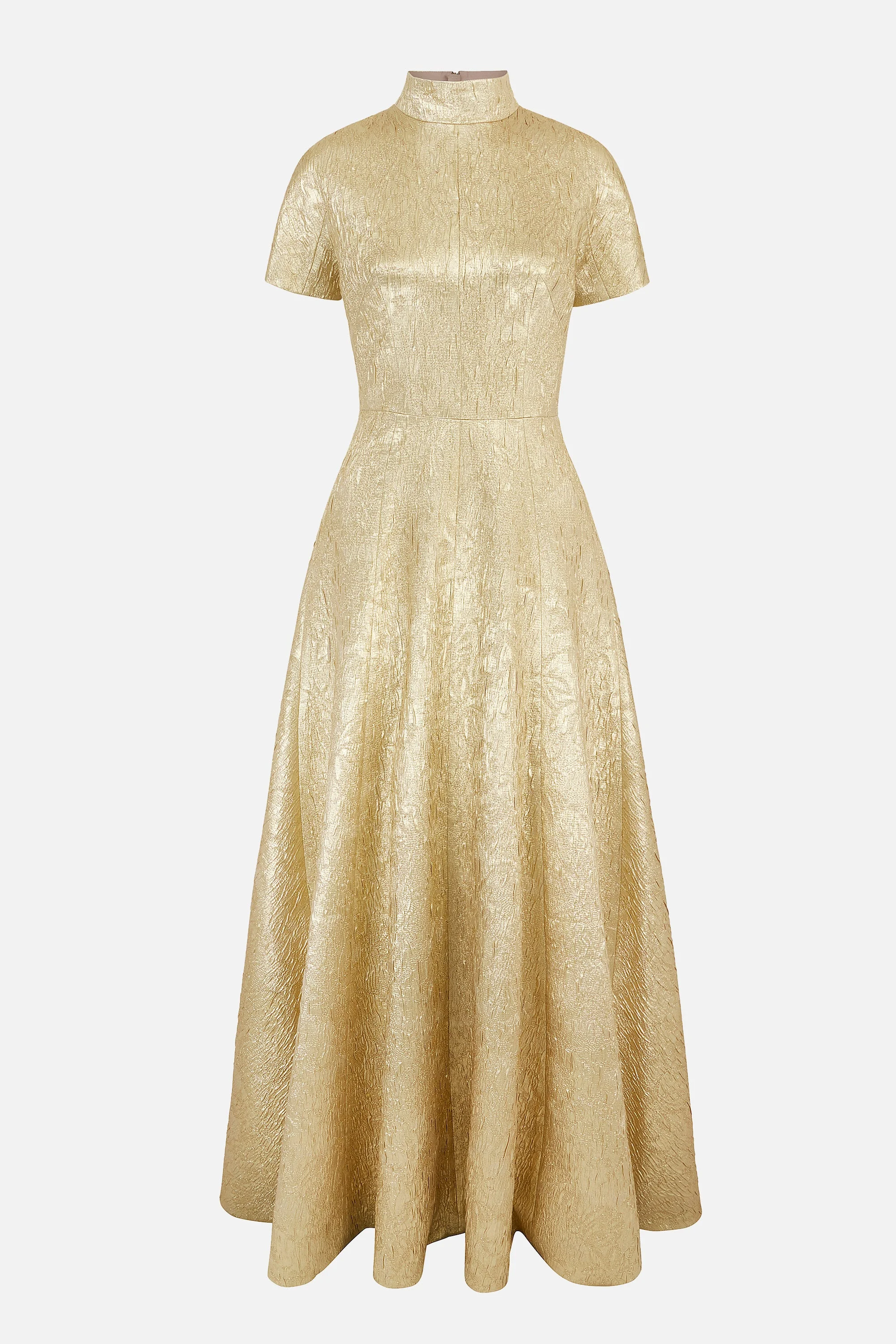 Malinda Dress in Gold Metallic Cloque - 1