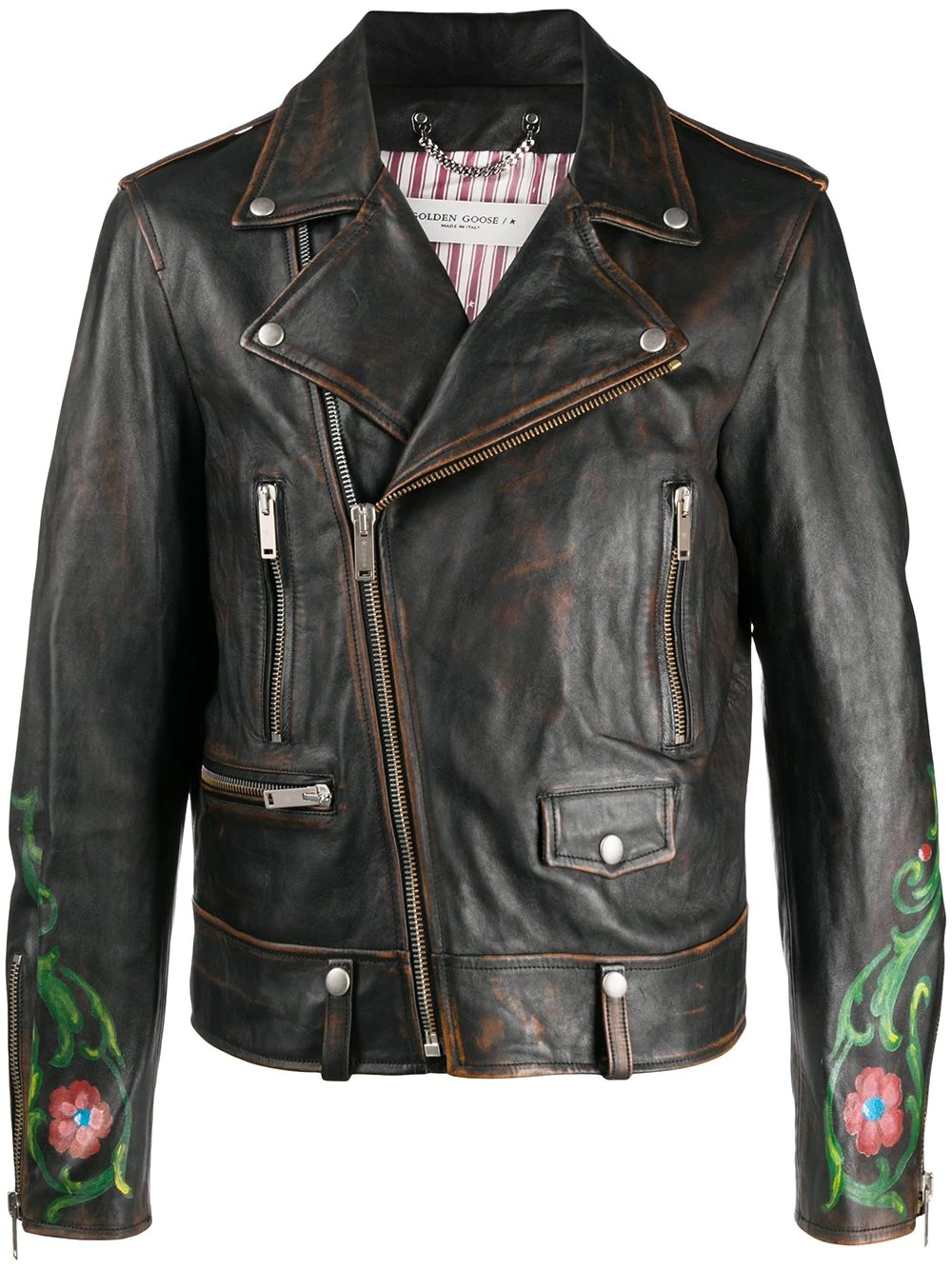 floral-print biker jacket - 1