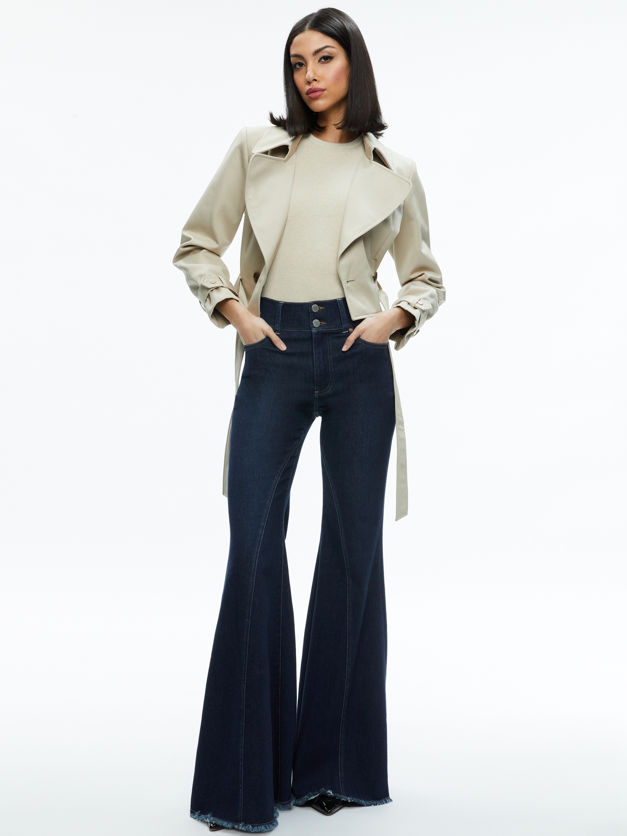 HAYLEY CROPPED TRENCH COAT WITH BELT - 4