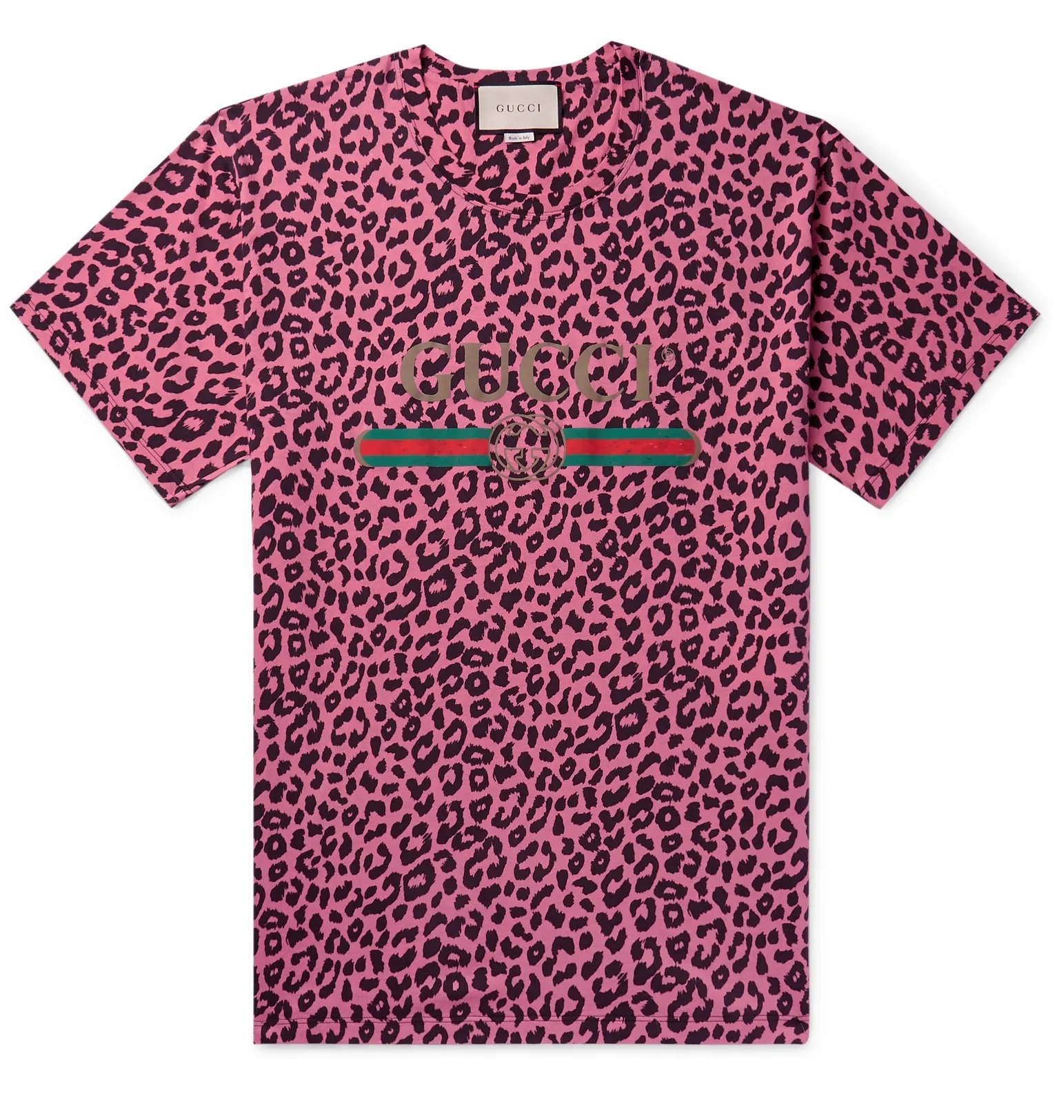 Logo and Leopard-Print Cotton-Jersey T-Shirt - 1