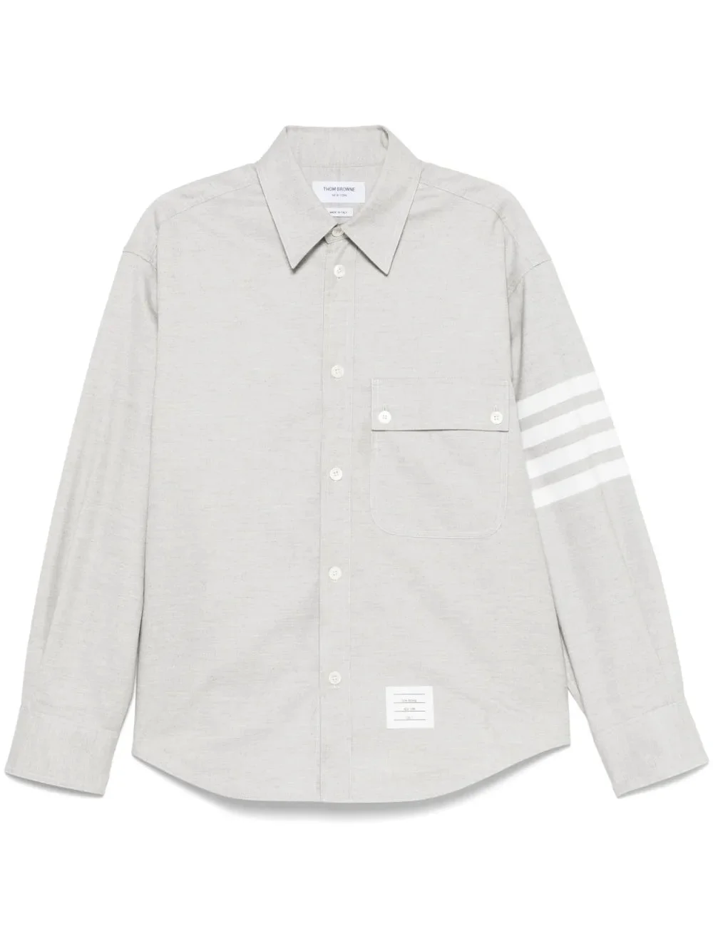 Thom Browne Men Cotton Shirt With Four-Stripe Detail - 1