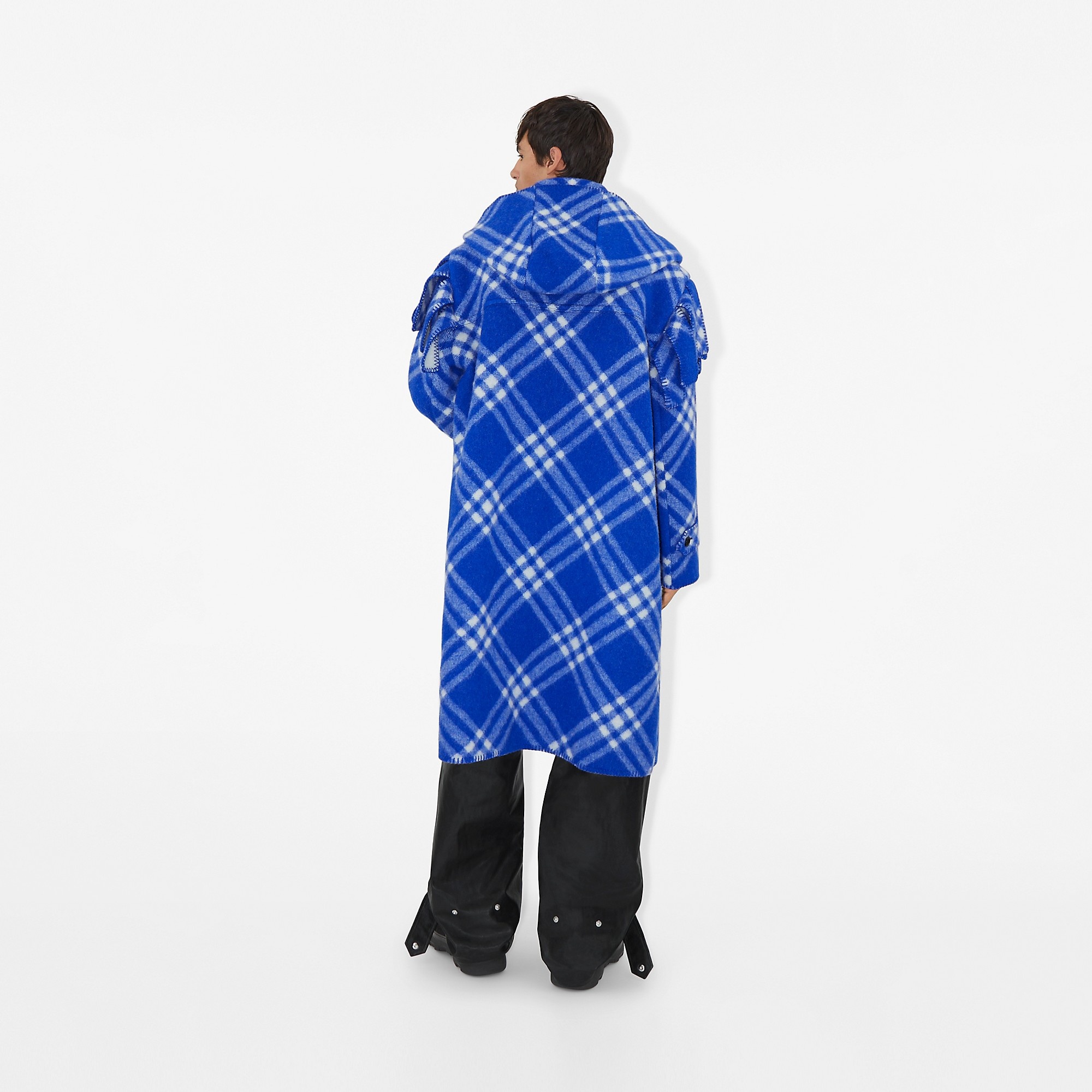 Check Wool Blanket Cape - 4