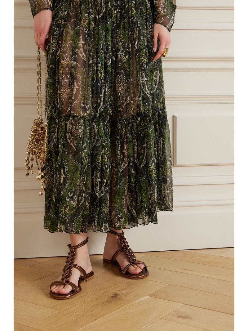 Gianvito Rossi Capua metallic braided leather sandals Chocolate outlook
