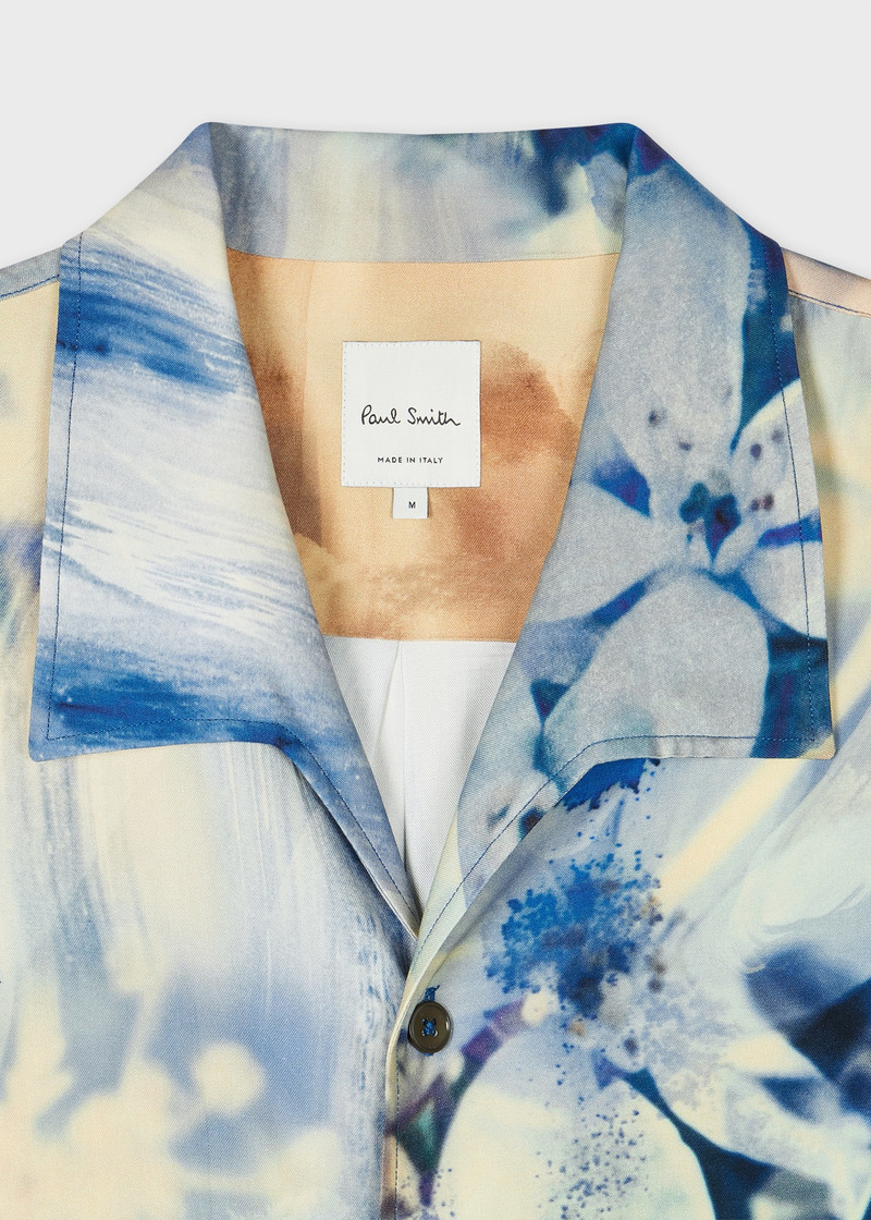 Paul Smith Oversized Blue 'Painted Photograph' Viscose Shirt outlook
