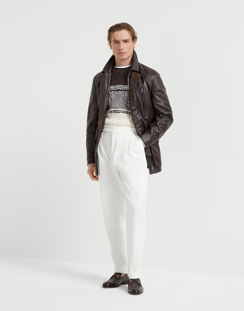 Polished nappa leather belted parka 5