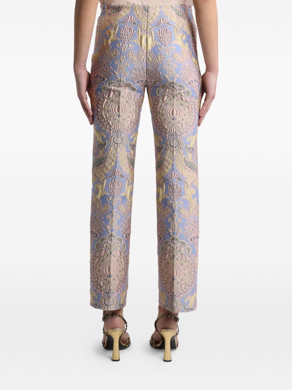 floral-jacquard trousers - 3