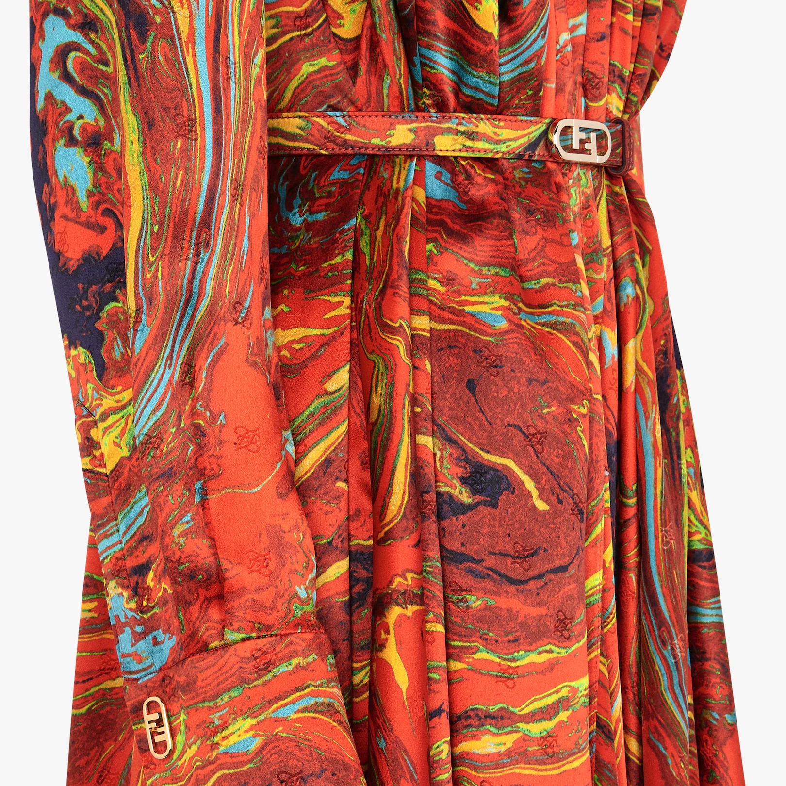 Orange satin crêpe dress - 3