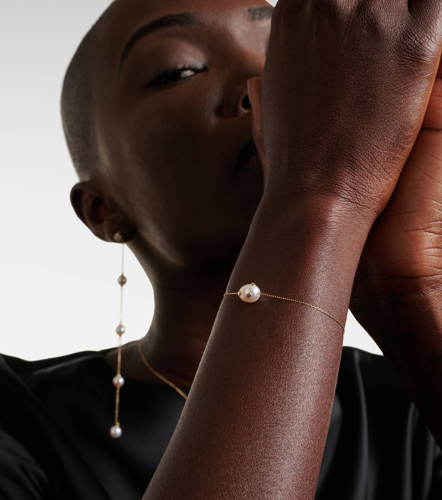 14kt gold bracelet with Baroque pearl and diamonds - 3