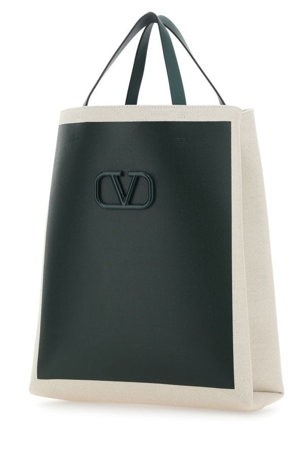 Two-tone canvas VLogo Signature shopping bag - 2