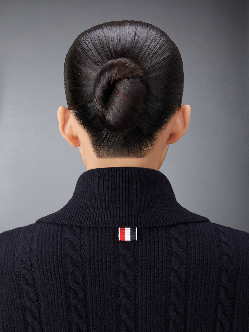 Merino Wool and Cotton 4-Bar Cable Overcoat 4