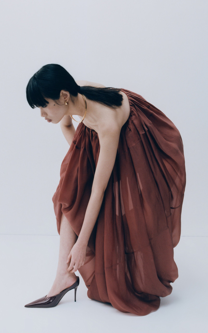 Amina Muaddi Anok Patent Leather Mules burgundy outlook