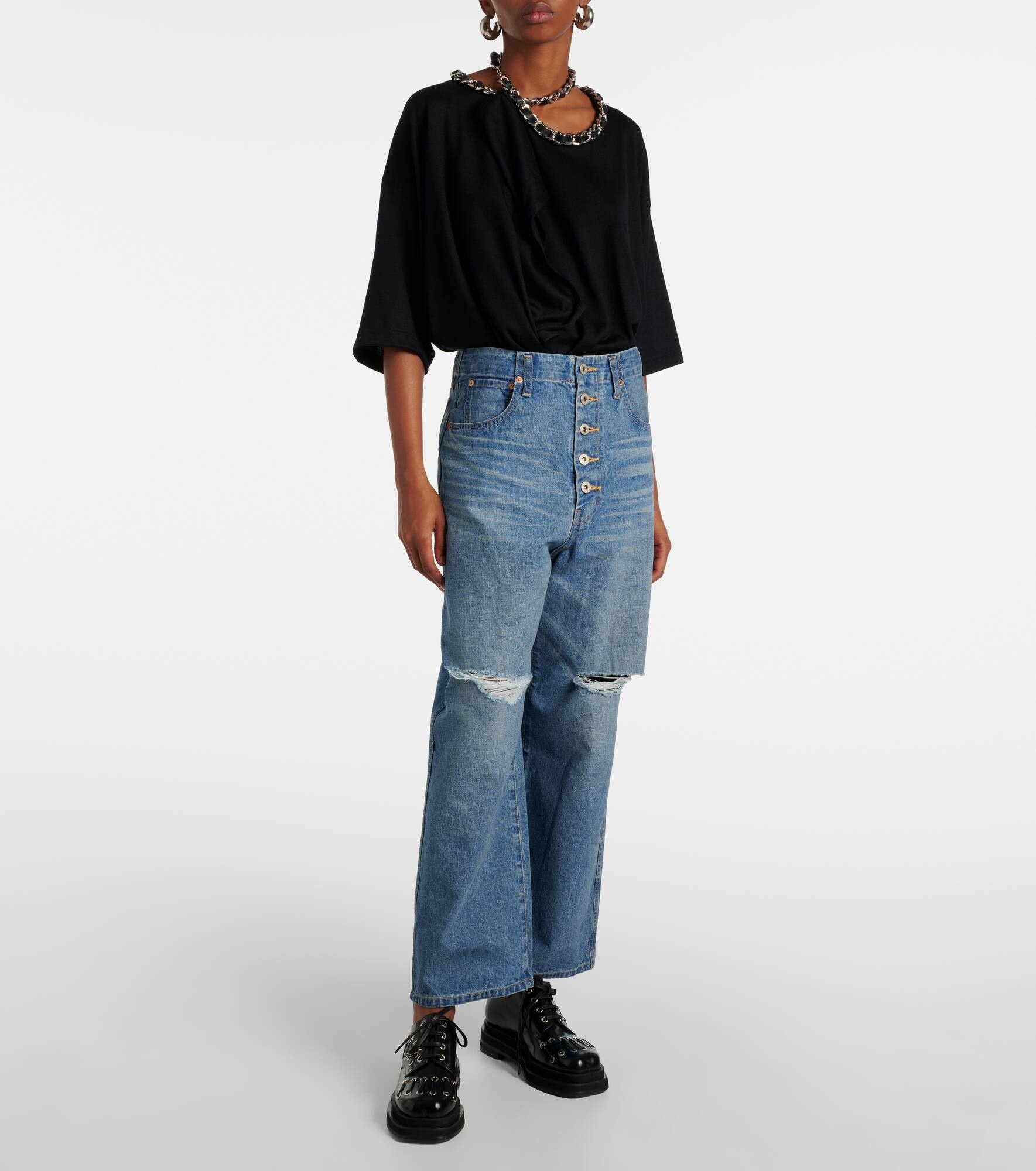 Cutout wide-leg jeans - 6