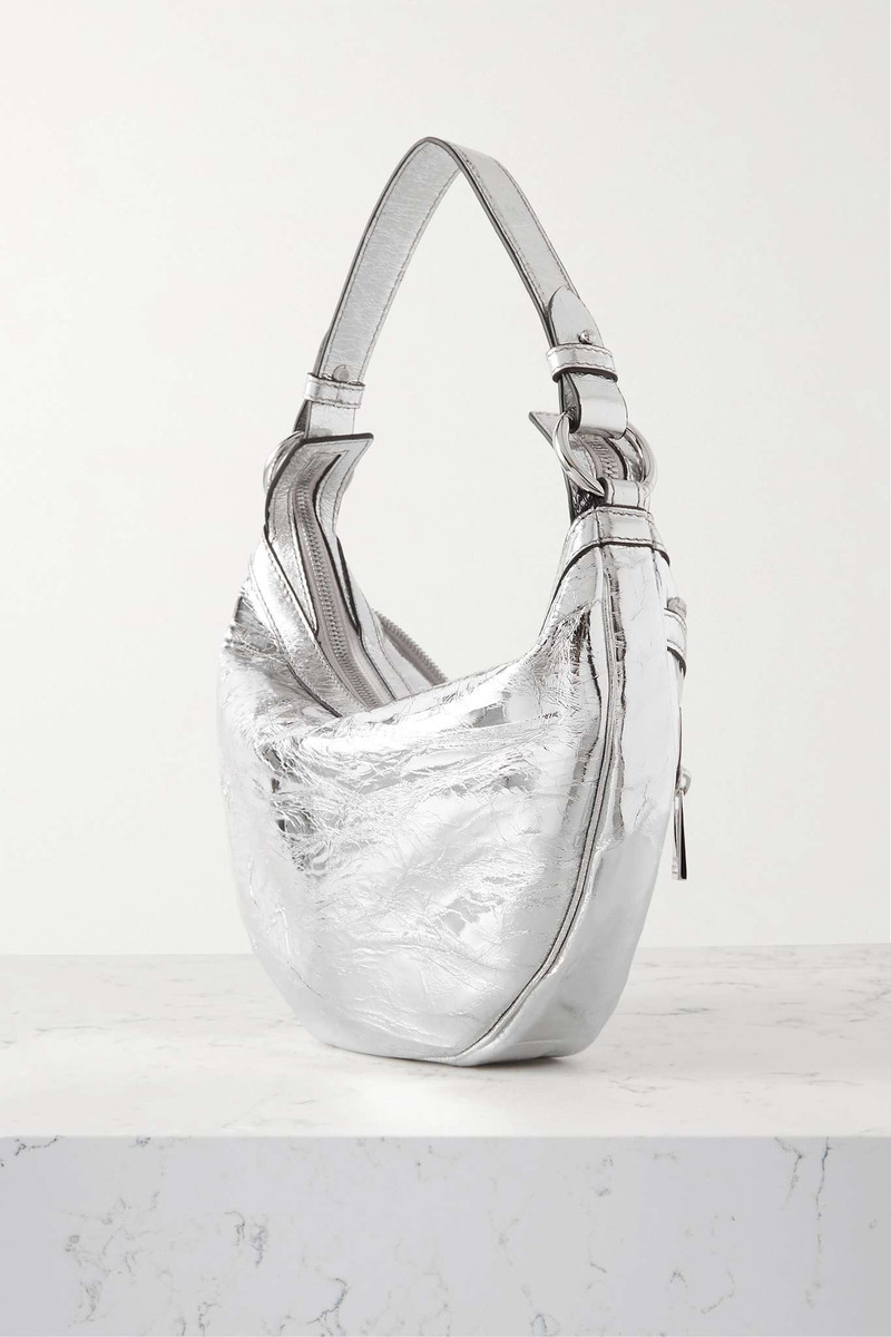 Repeat small zip-detailed mirrored cracked-leather shoulder bag 3
