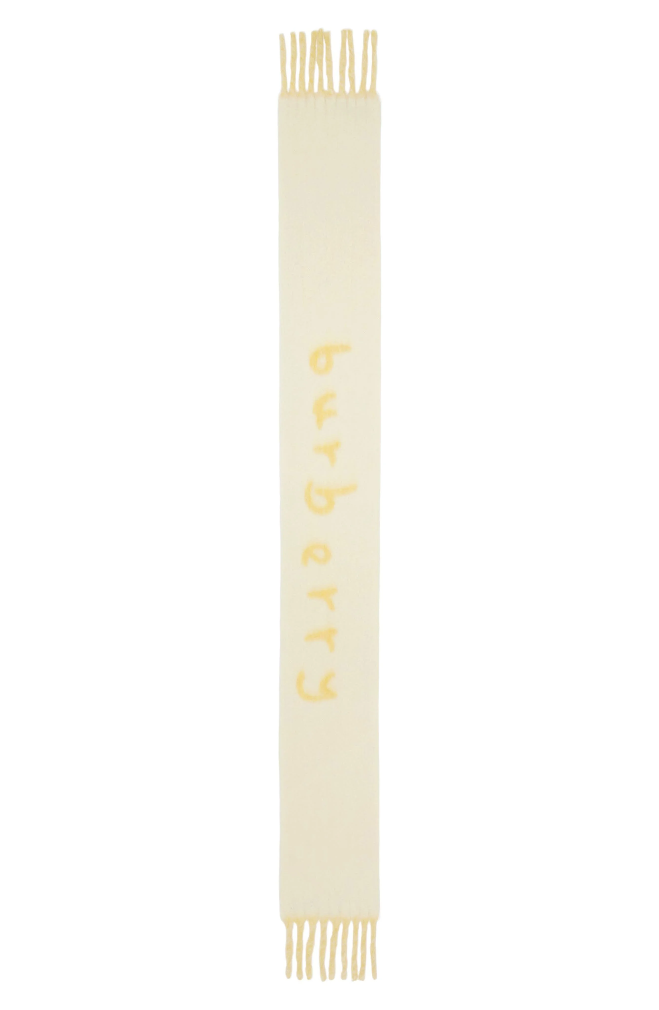 burberry Logo Text Jacquard Reversible Alpaca & Wool Blend Fringe Scarf in Sandstone at Nordstrom - 1