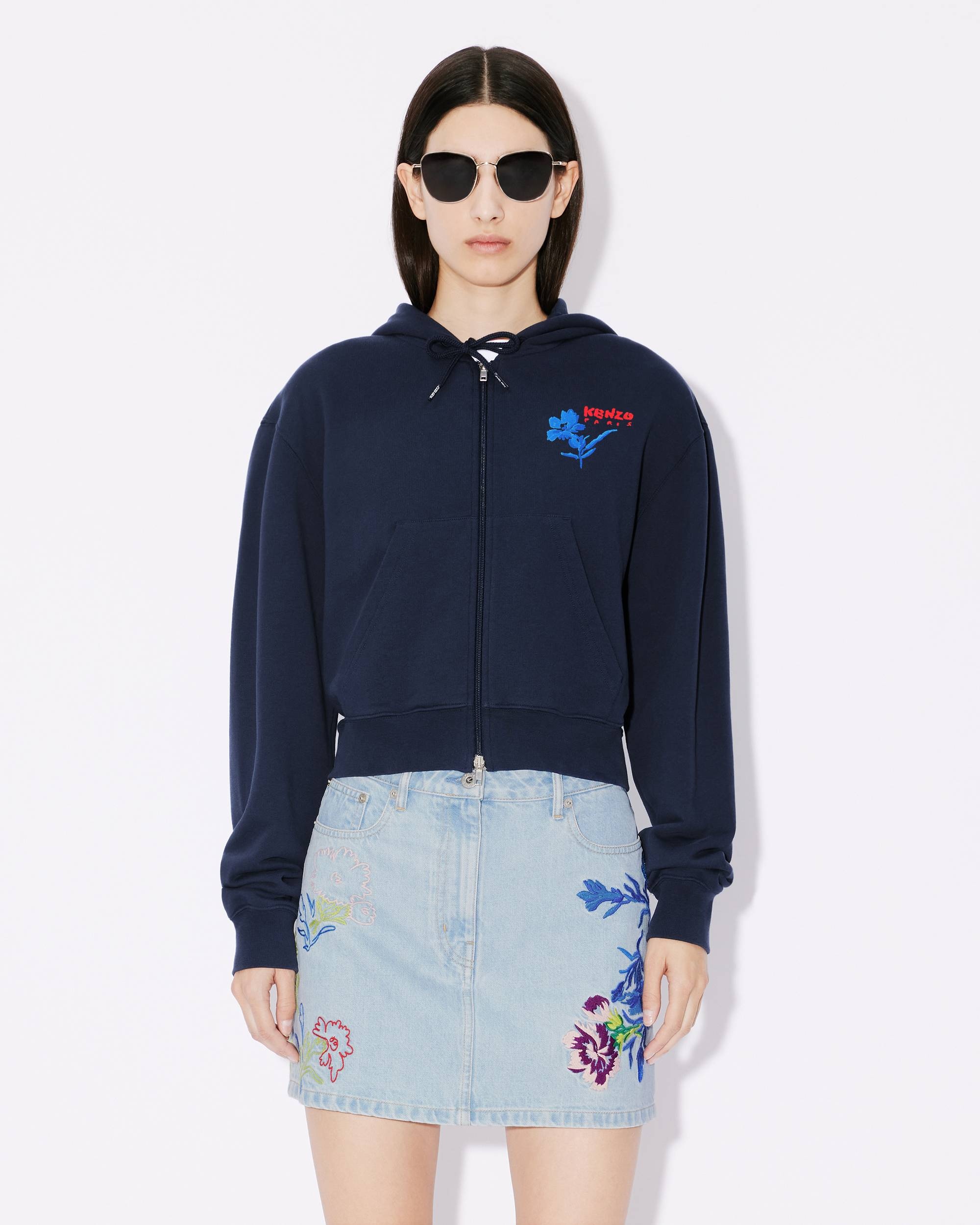 Hooded 'KENZO Drawn Flowers' embroidered sweatshirt - 3