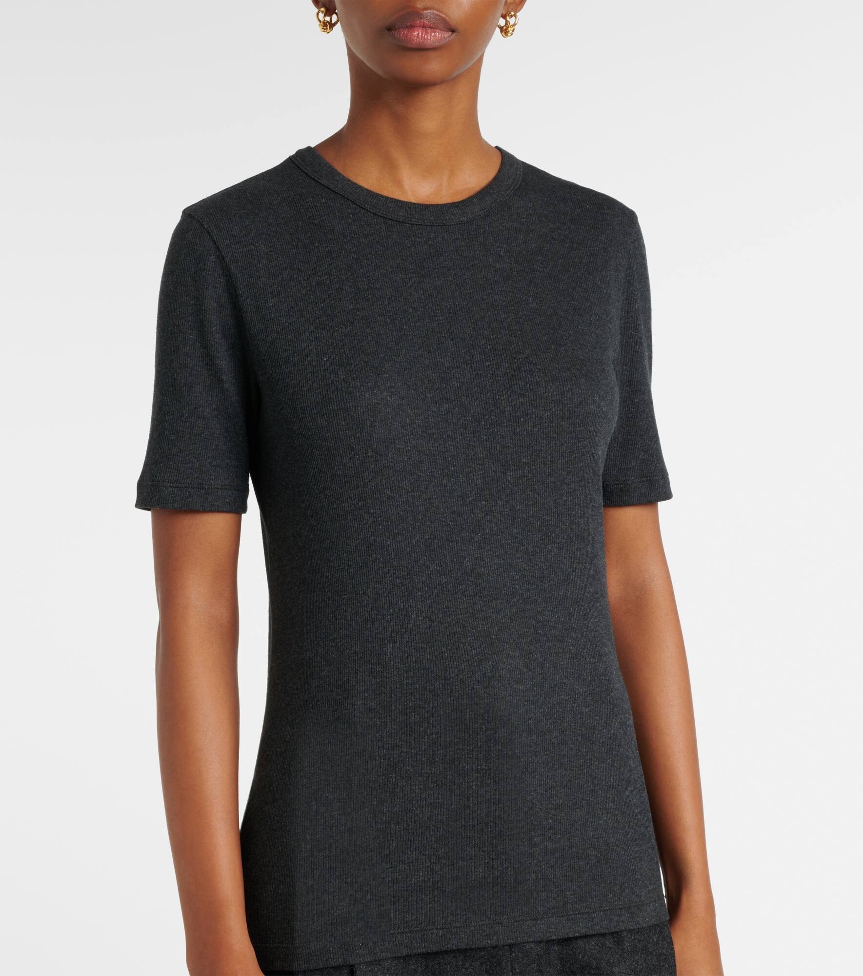 Ribbed-knit cotton-blend jersey top - 5