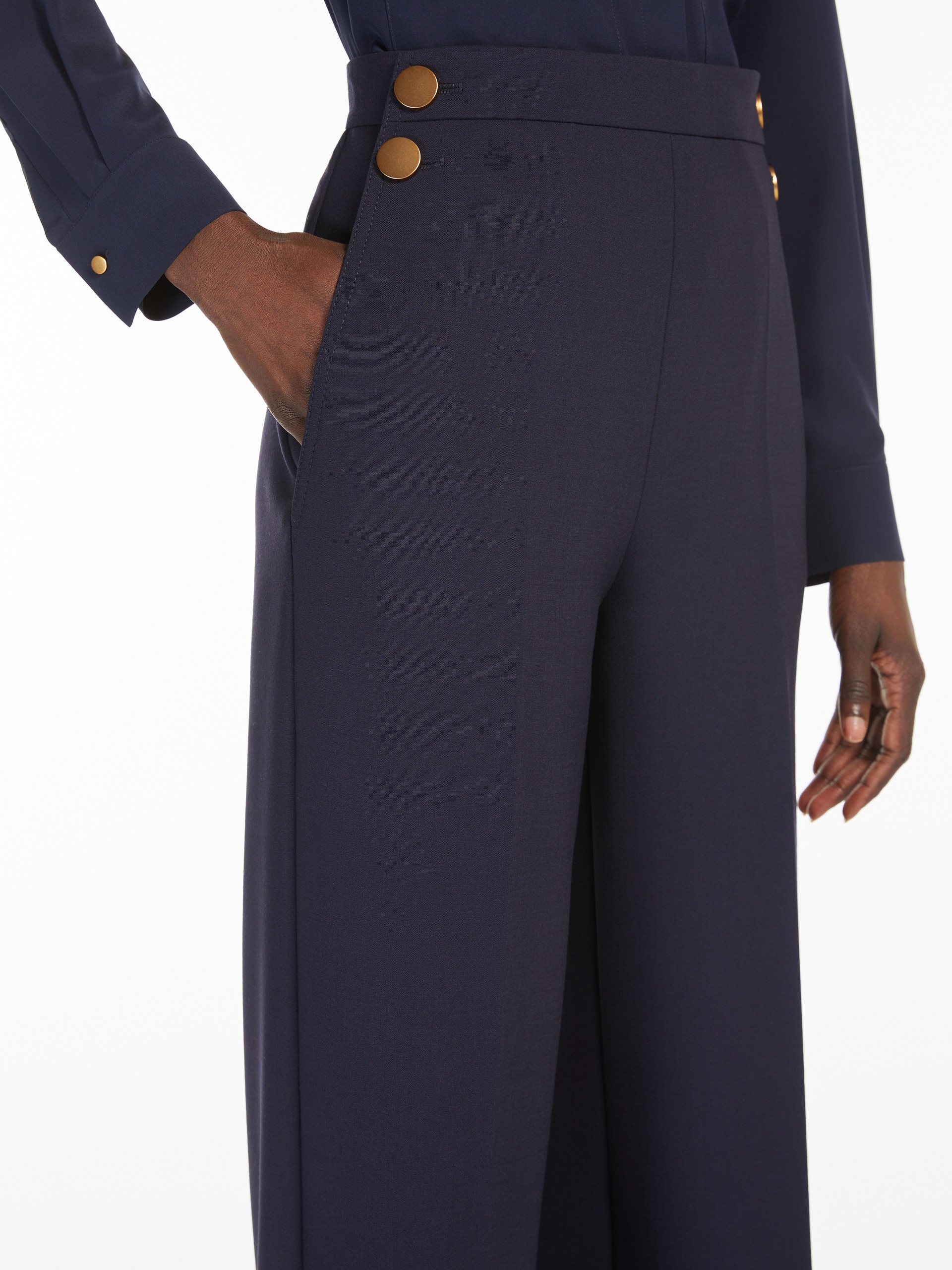 POLONIA Wide-leg wool canvas trousers - 5