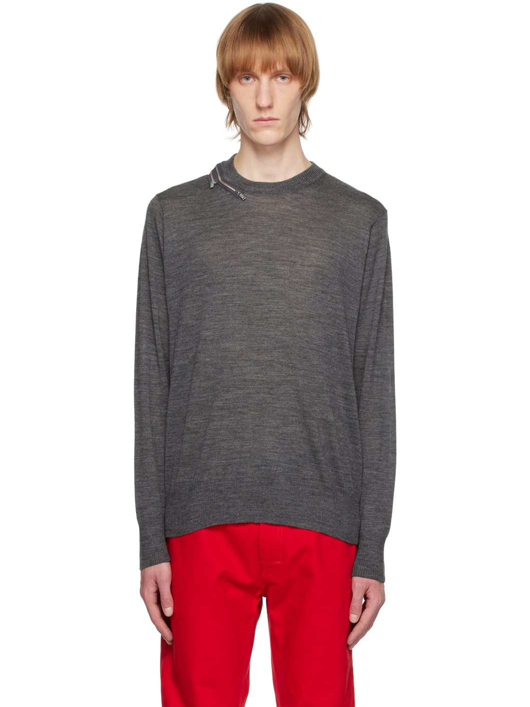 Gray Zip Sweater - 1