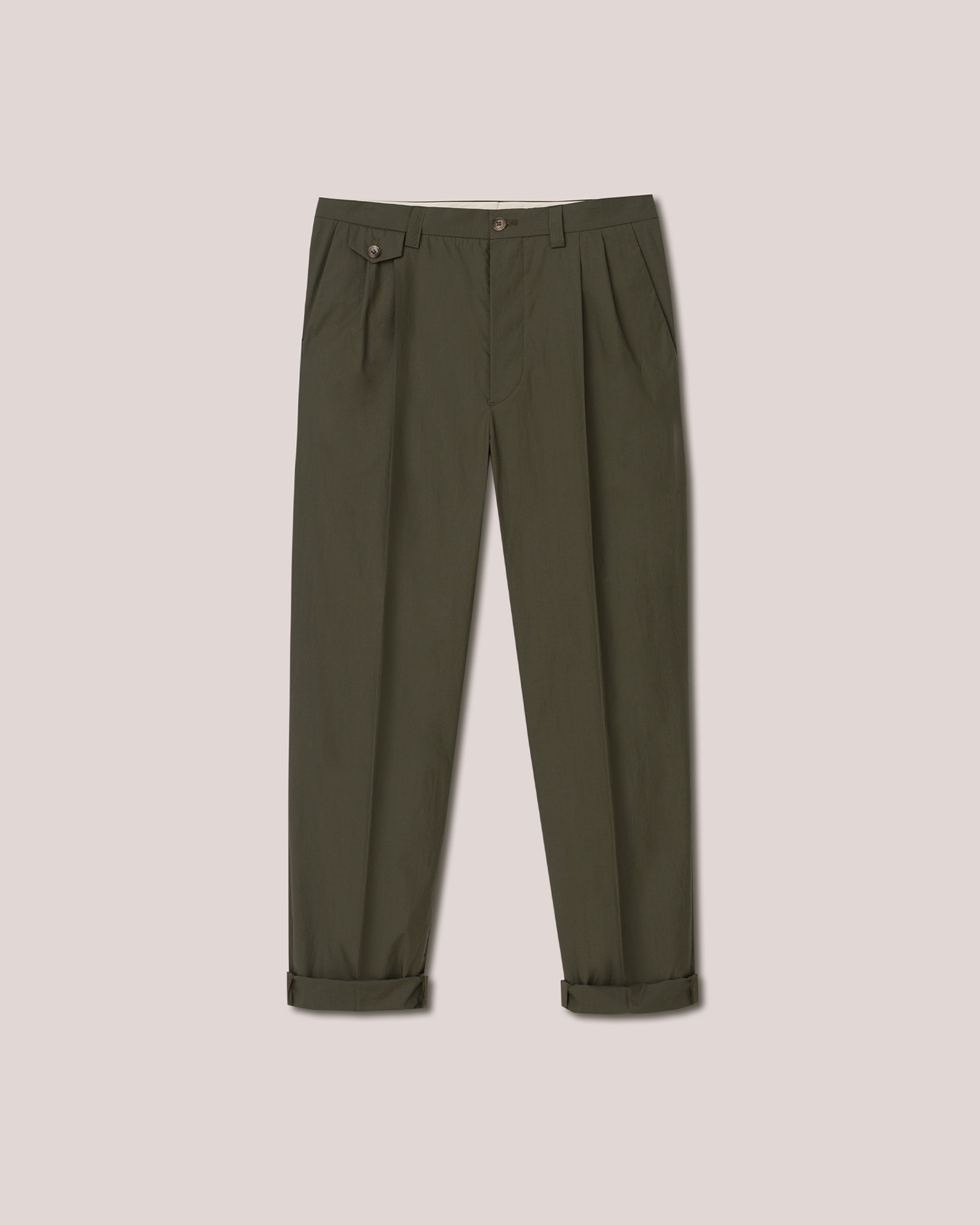 GINI - Lightweight poplin pants - Olive - 1