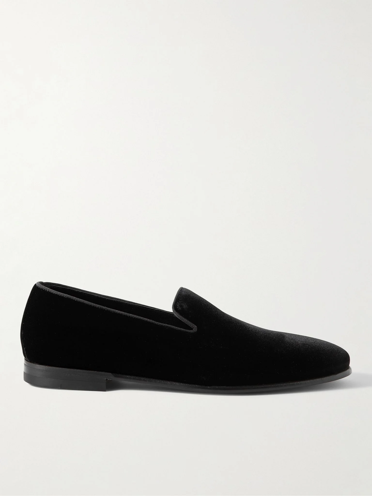 Mario Grosgrain-Trimmed Velvet Loafers Black - 1