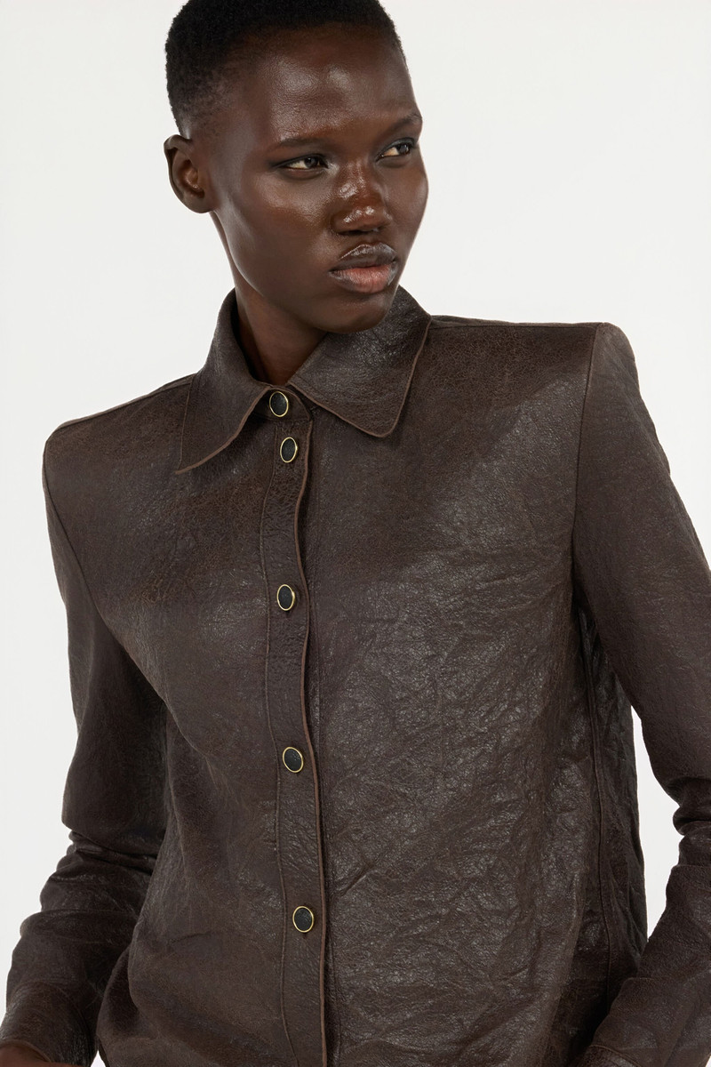 Dark Brown Leather Shirt 5