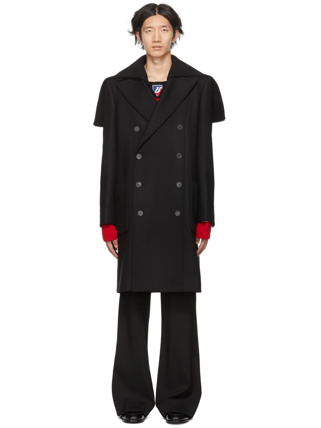 Black Wool Pea Coat - 1