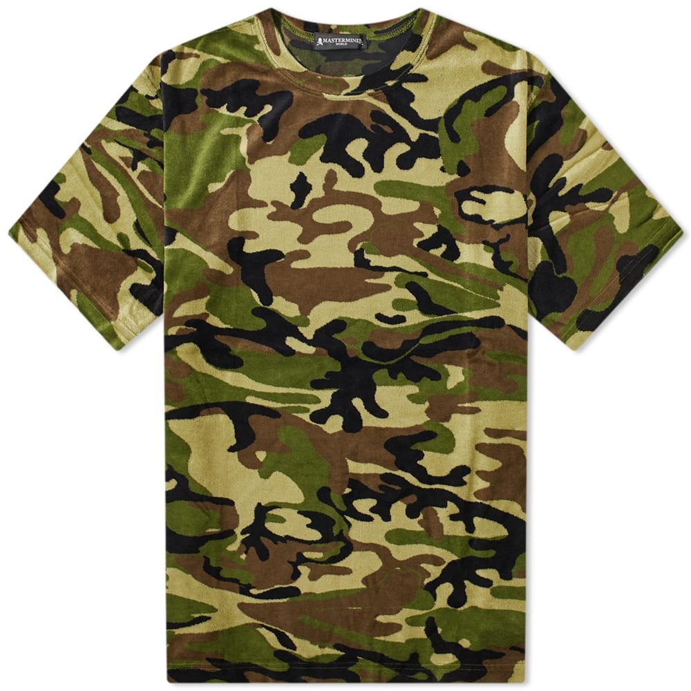 MASTERMIND WORLD Camo Skull Velour Tee - 1